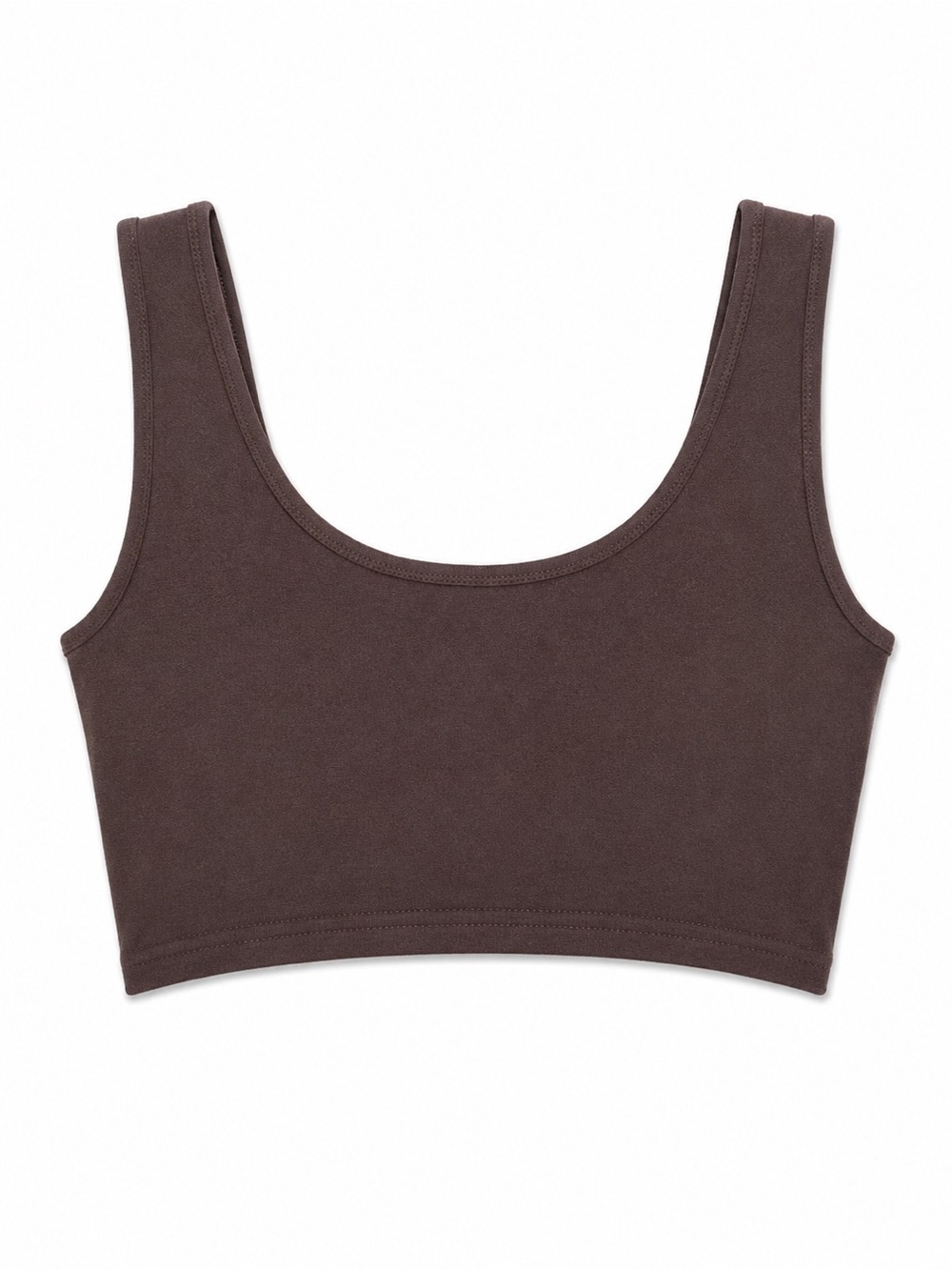 PrettyLittleThing Chocolate Brown Scoop Neck Crop Top